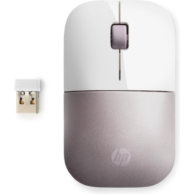 Ratón Inalámbrico HP Z3700/ Hasta 1200 DPI/ Blanco y Rosa