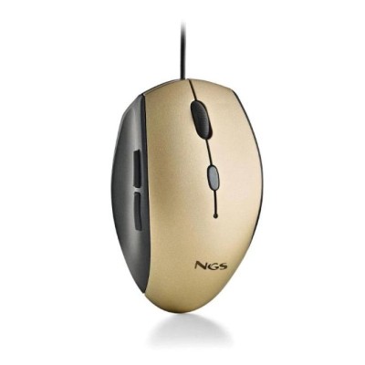 Ratón Ergonómico NGS Moth Gold/ Hasta 1600 DPI/ Dorado