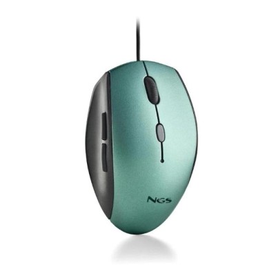 Ratón Ergonómico NGS Moth Ice/ Hasta 1600 DPI/ Verde Hielo