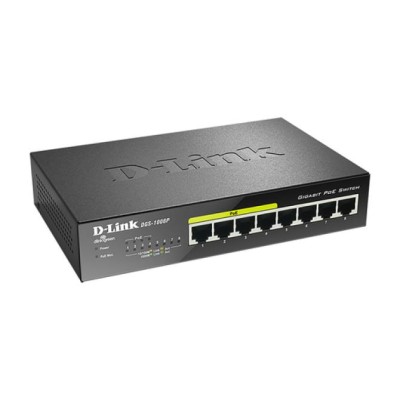 Switch D-Link DGS-1008P 8 Puertos/ RJ-45 Gigabit 10/100/1000/