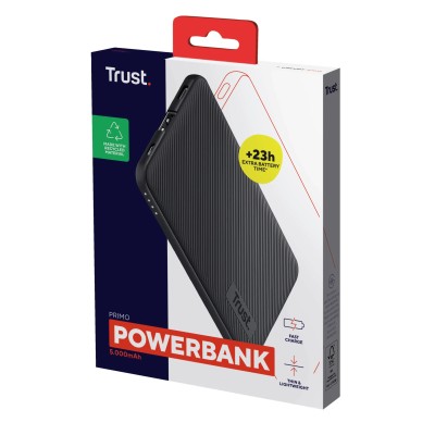 Powerbank 5000mAh Trust Primo/ 15W/ Negra