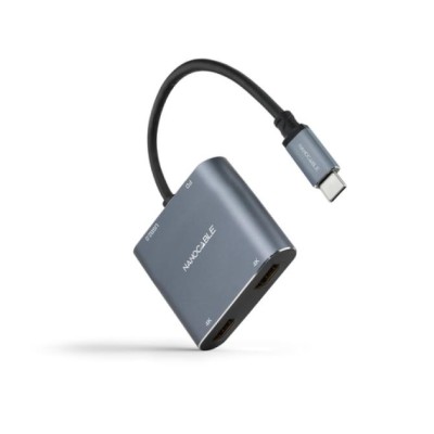 Nanocable converosr usb-c a 2xhdmi/usb2.0/pd