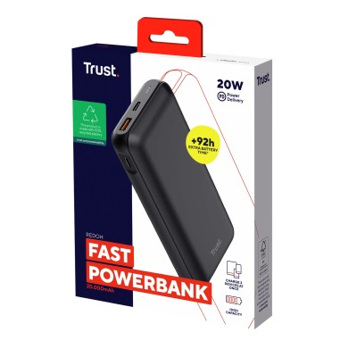 Powerbank 20000mAh Trust Redoh/ 18W/ Negra