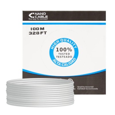 Nanocable Bobina de cable RJ45 UTP Cat.6 Rigido 100 mts, Gris