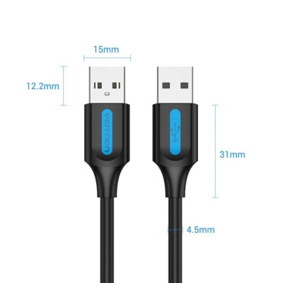 Cable USB 2.0 Vention COJBC/ USB Macho - USB Macho/ 480Mbps/