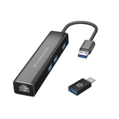 Adaptador Usb A Gigabit Ethernet Rj45 Conceptronic Con Hub Usb