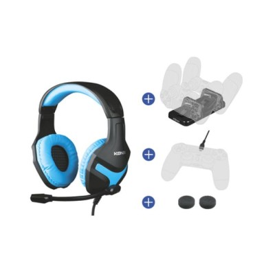 Pack Gamer Konix Ps4 Headset Gaming + Base De Carga Dual +