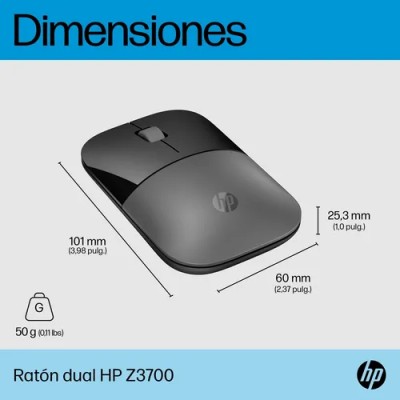 Ratón Inalámbrico por Bluetooth HP Z3700 Dual/ Hasta 1600 DPI/