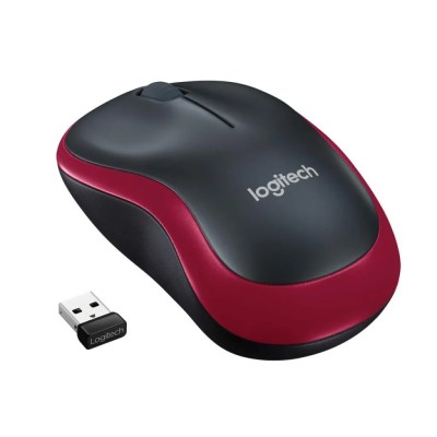 Logitech M185 Negro/Rojo - Ratón inalámbrico mediano 1000 DPI