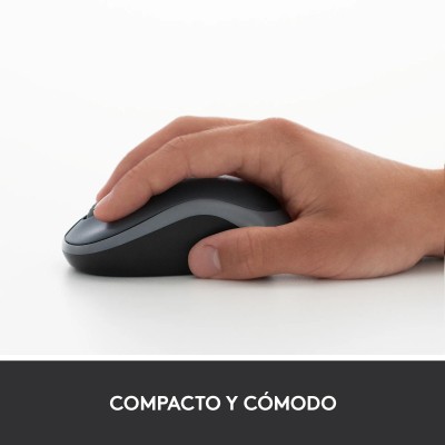 Logitech M185 Negro/Rojo - Ratón inalámbrico mediano 1000 DPI