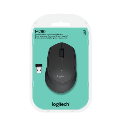 Logitech M280 Gris/Negro Ratón Ergonómico Inalámbrico, 3