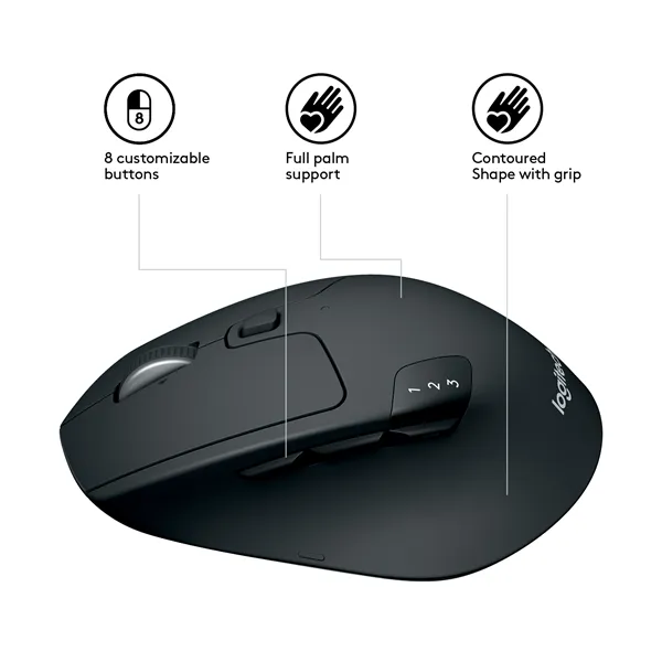 Ratón Inalámbrico por Bluetooth Logitech M720 Triathlon/ Hasta 1000 DPI