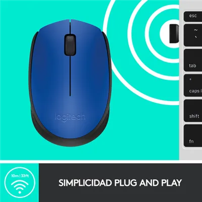 Logitech M171 Azul/Negro Ratón Inalámbrico, 2 botones, 1000 dpi