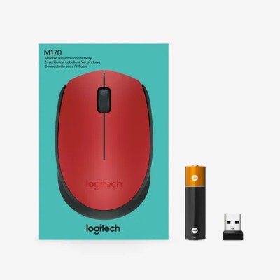 Logitech M171 Rojo/Negro Ratón Inalámbrico, 2 botones, 1000 dpi