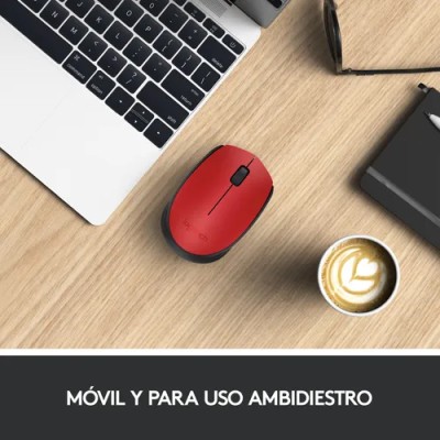 Logitech M171 Rojo/Negro Ratón Inalámbrico, 2 botones, 1000 dpi