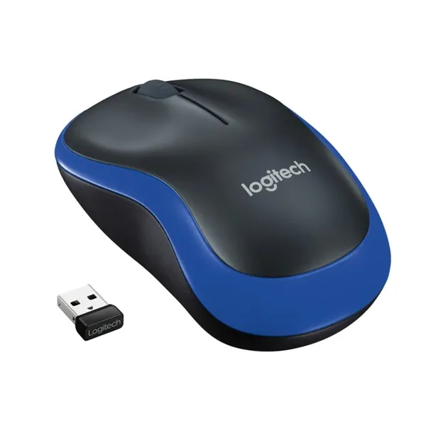 Logitech M185 Negro/Azul -Ratón inalámbrico mediano 1000 DPI, Óptico