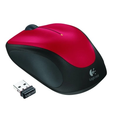 Logitech M235 Rojo/Negro - Ratón inalámbrico mediano 1000 DPI