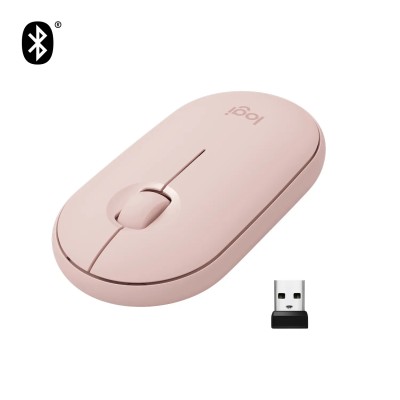 Logitech Pebble M350 Rosa Ratón Bluetooth+Wifi USB, Hasta 1000