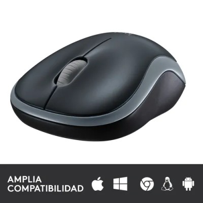 Logitech M185 Negro/Gris - Ratón inalámbrico mediano 1000 DPI