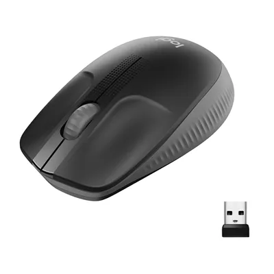 Logitech M190 Negro/Gris oscuro Ratón inalámbrico tamaño