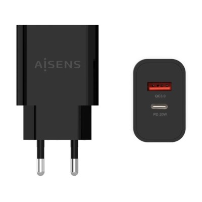 Cargador de Pared Aisens A110-0682/ 1xUSB Tipo-C/ 1x USB/ 20W