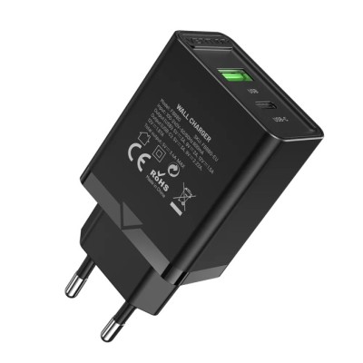 Cargador de Pared Vention FBBB0-EU/ 1xUSB Tipo-C/ 1xUSB/ 20W