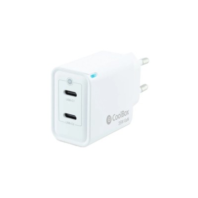 CoolBox Cargador USB-C Doble de 35W con tecnología GaN QC3.0 (