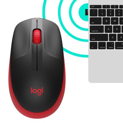 Logitech M190 Negro/Rojo Ratón inalámbrico tamaño normal