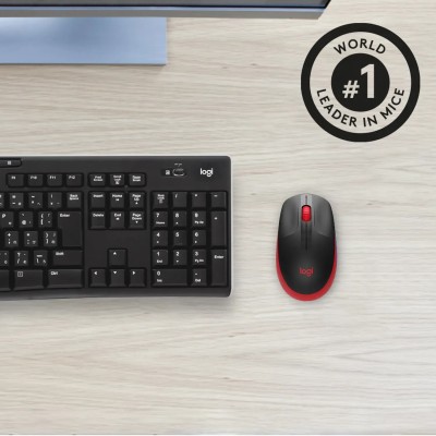 Logitech M190 Negro/Rojo Ratón inalámbrico tamaño normal