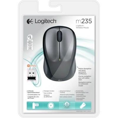 Logitech M235 Gris/Grey - Ratón inalámbrico Unifying 1000 DPI