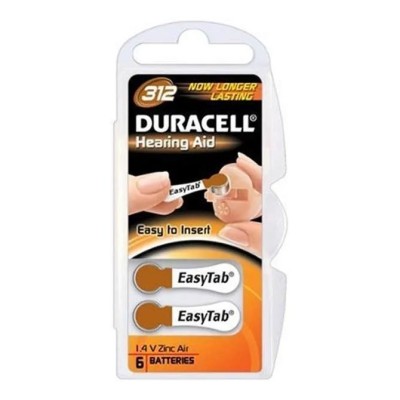 Pack 6 Pilas para Audífono Duracell DA312/ 1.6V