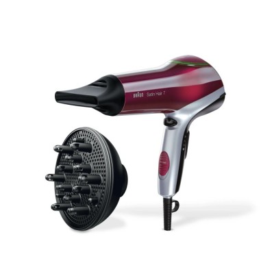 Secador Braun Satin Hair 7 HD770E/ 2200W/ Iónico/ Rojo y Plata