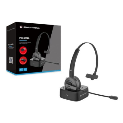 Headset Bluetooth Conceptronic Con Base De Carga Adaptador