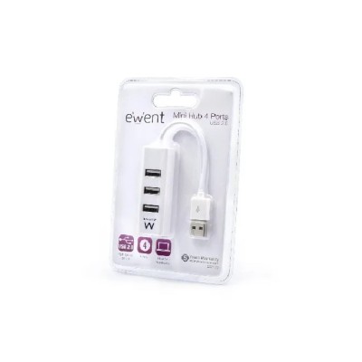 Ewent ew1122 mini-hub usb 4 puertos blanco