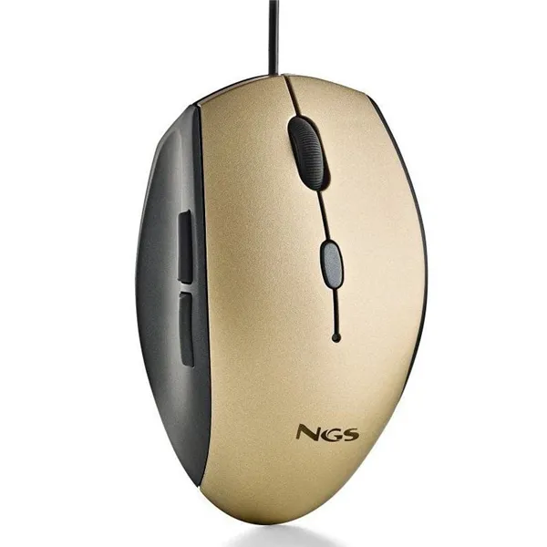 Ratón Ergonómico NGS Moth Gold/ Hasta 1600 DPI/ Dorado