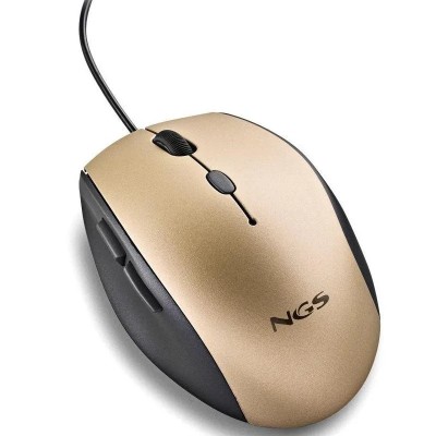 Ratón Ergonómico NGS Moth Gold/ Hasta 1600 DPI/ Dorado