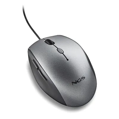 Ratón Ergonómico NGS Moth Gray/ Hasta 1600 DPI/ Gris