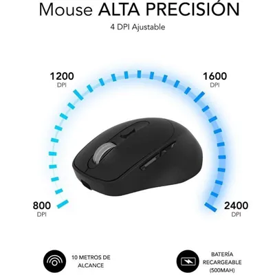 Ratón Ergonómico Inalámbrico por Bluetooth/ 2.4GHz Subblim