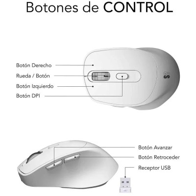 Ratón Ergonómico Inalámbrico por Bluetooth/ 2.4GHz Subblim