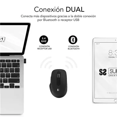 Ratón Ergonómico Inalámbrico por Bluetooth/ 2.4GHz Subblim