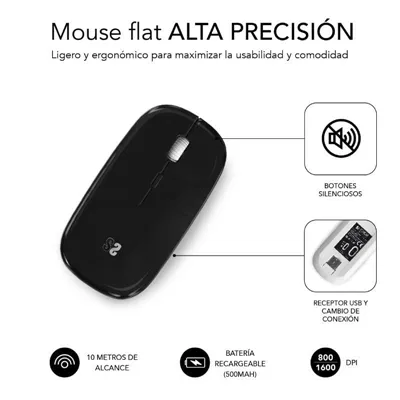 Ratón Inalámbrico por Bluetooth Subblim Dual Flat/ Batería