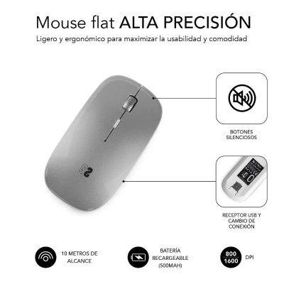 Ratón Inalámbrico por Bluetooth Subblim Dual Flat/ Batería