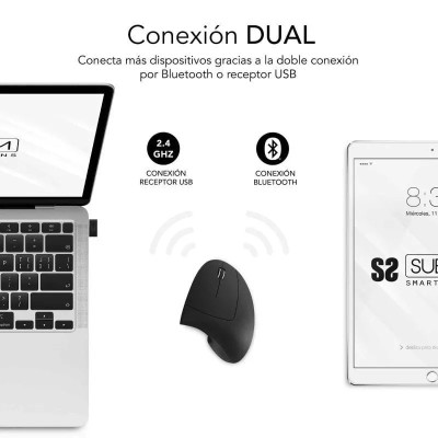 Ratón Ergonómico Inalámbrico por Bluetooth/ 2.4GHz Subblim