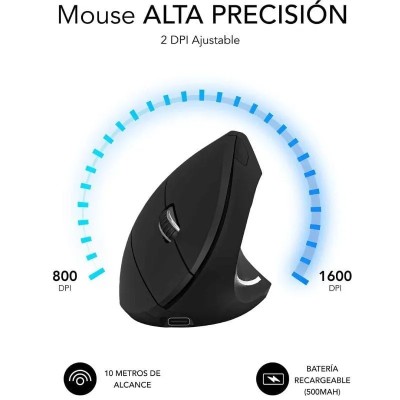 Ratón Ergonómico Inalámbrico por Bluetooth/ 2.4GHz Subblim