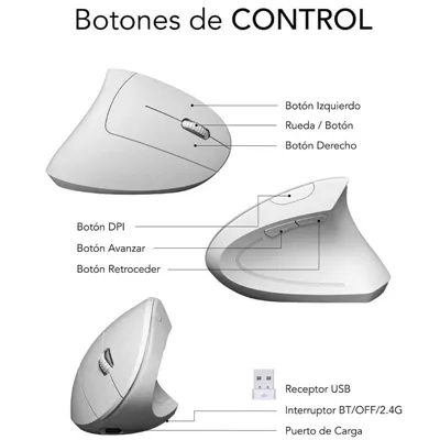 Ratón Ergonómico Inalámbrico por Bluetooth/ 2.4GHz Subblim