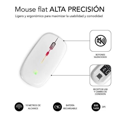 Ratón Inalámbrico por Bluetooth Subblim LED Dual Flat/ Batería