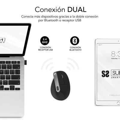 Ratón Ergonómico Inalámbrico por Bluetooth/ 2.4GHz Subblim