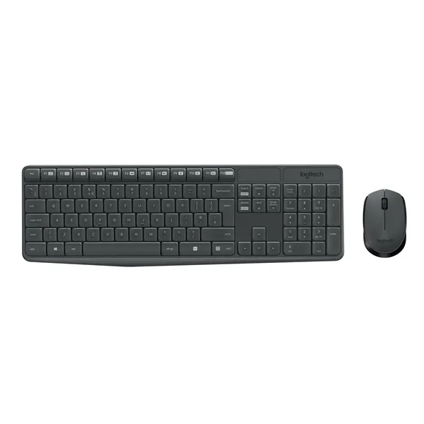 Logitech MK235 Teclado y ratón inalambrico, teclas planas, gris