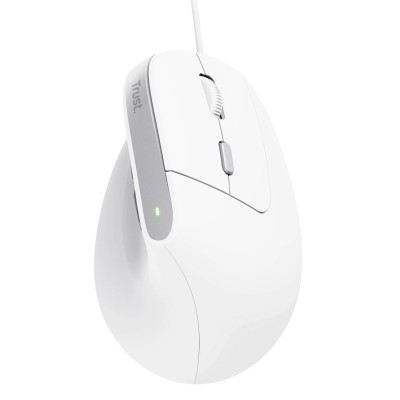 Ratón Ergonómico Trust Bayo II/ Hasta 2400 DPI/ Blanco