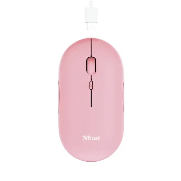 Ratón Inalámbrico por Bluetooth Trust Puck/ Batería recargable/ Hasta 1600 DPI/ Rosa